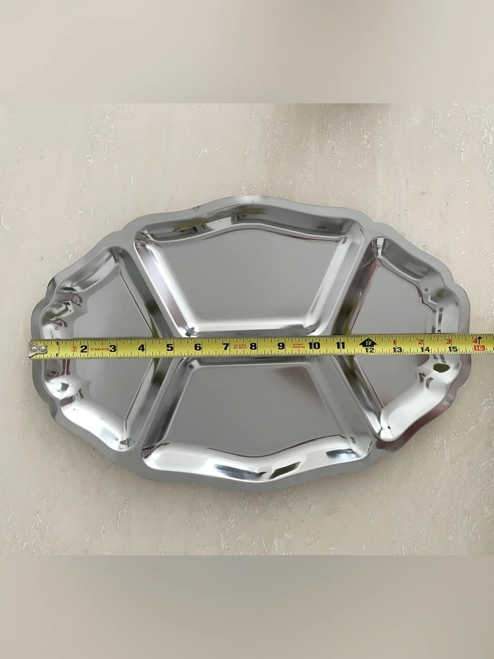 Inox Divided Serving Event Tray Stainless Steel 4 Compartment 14 3/4